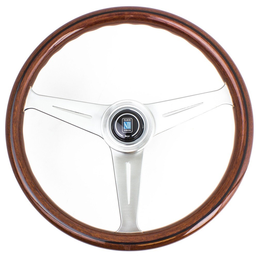 Nardi Classic ND39 Steering Wheel, Wood, Satin Spokes, 45 mm Dish