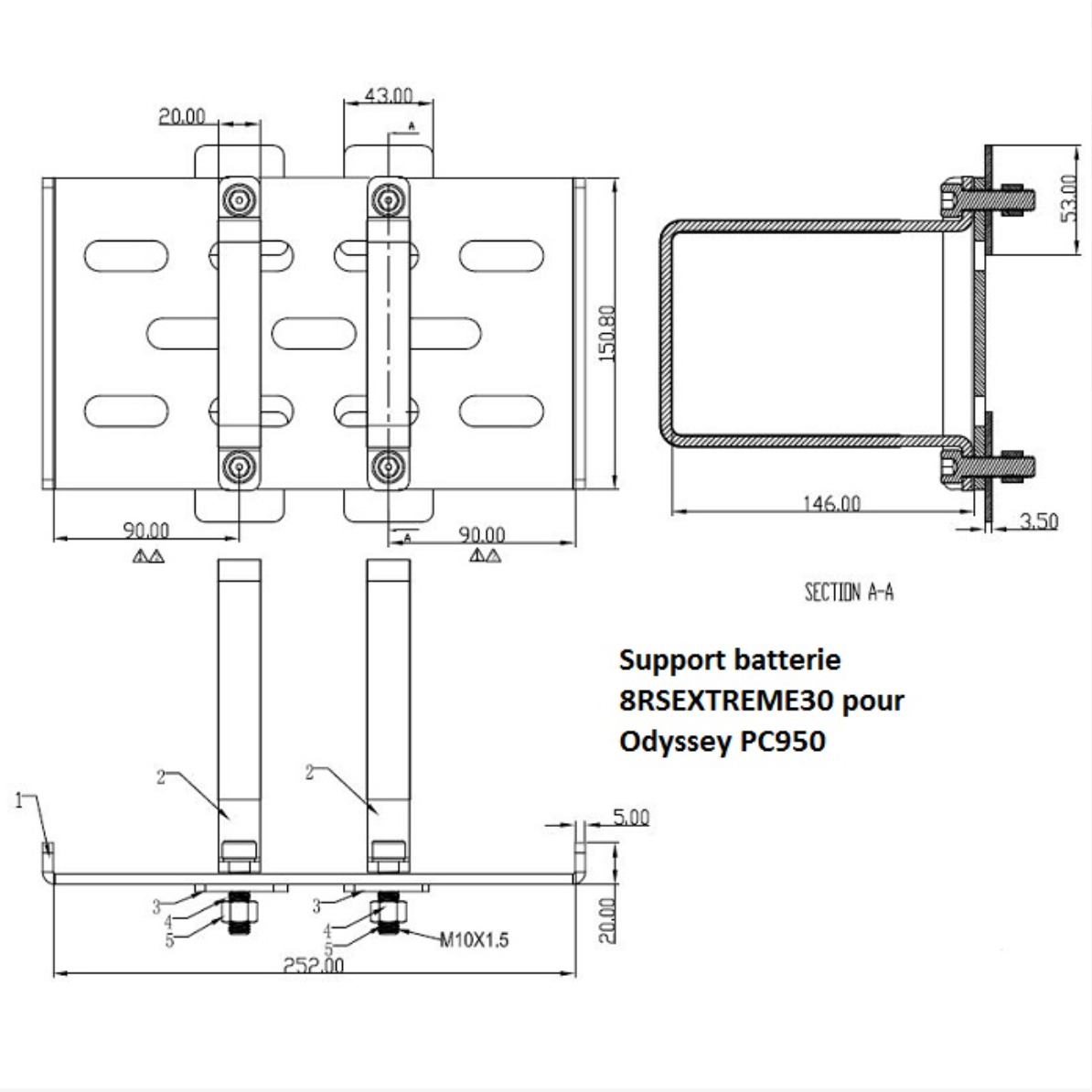 V2 Aluminium Mount for Odyssey 30 Battery