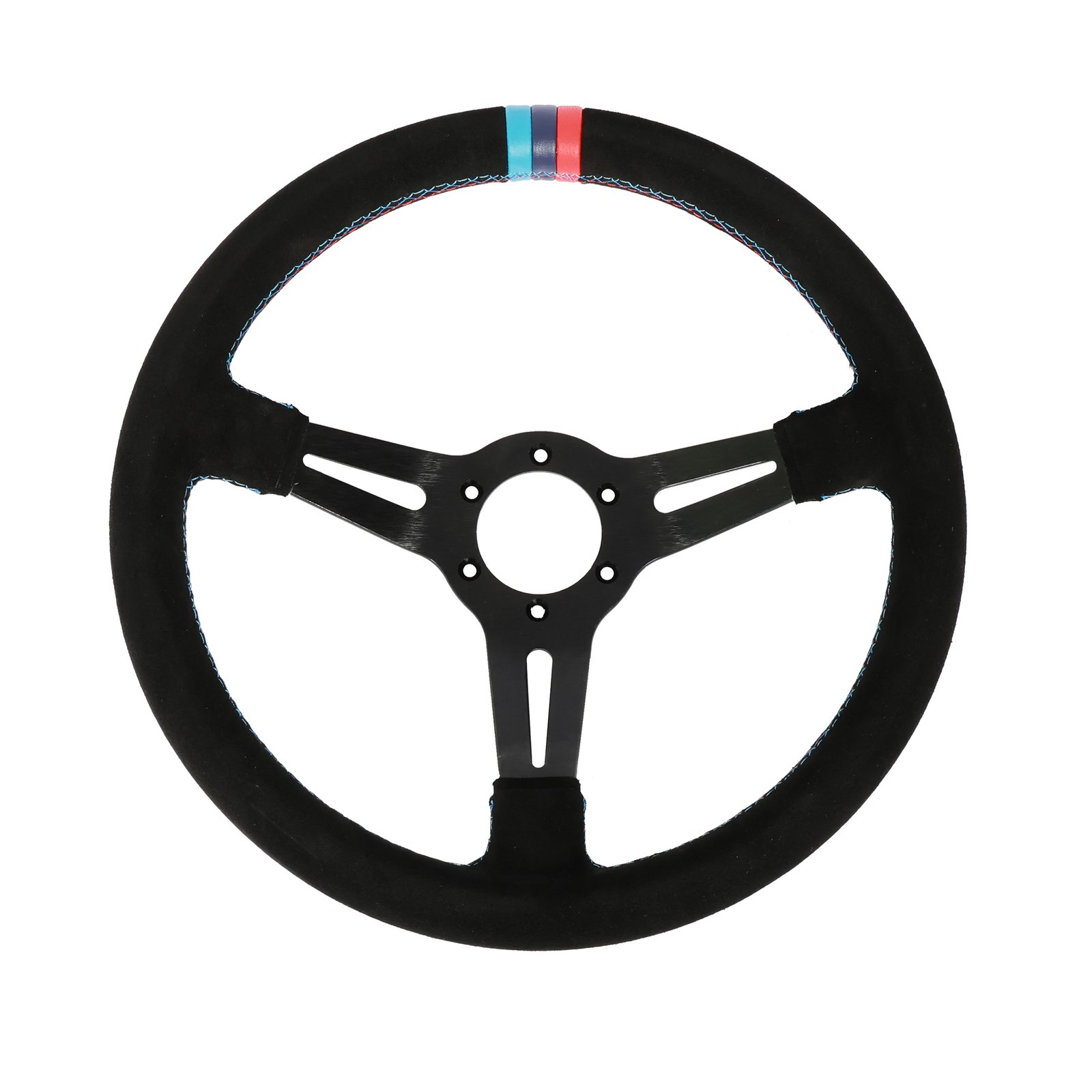 DriftShop Steering Wheel (70 mm Dish), "M Power V2" Edition, Black Suede