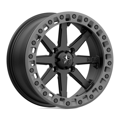 MSA Offroad Wheels M31 LOK2 UTV Beadlock 14X7 4x156 ET0, Satin Black, Matte Gray Ring