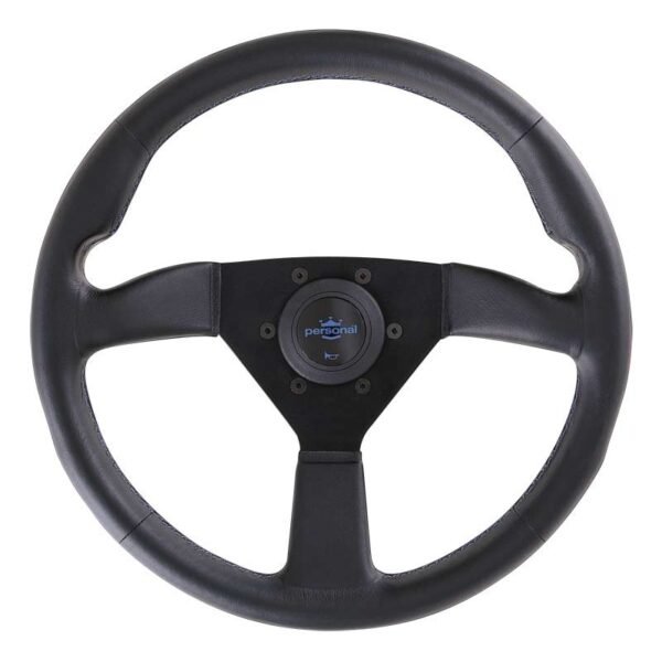 Personal Neo Eagle Steering Wheel - 350 mm -  Black Leather, Black Spokes, Blue Stitching