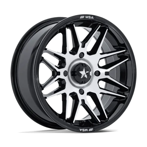 MSA Offroad Wheels M52 Radar UTV 16X7 4x137 ET10, Gloss Black Machined